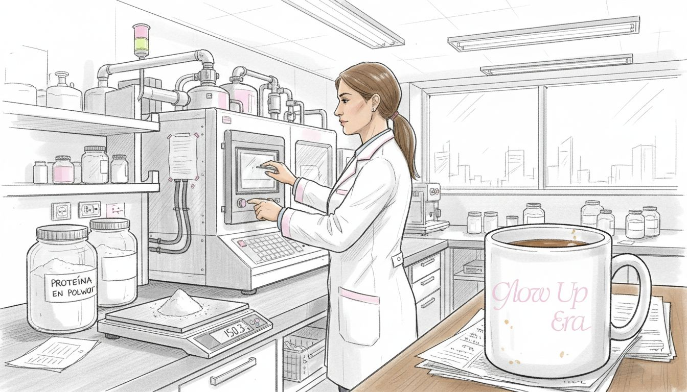 En el laboratorio se lleva a cabo el proceso de obtención de proteína hidrolizada, mostrando cada etapa de su elaboración.